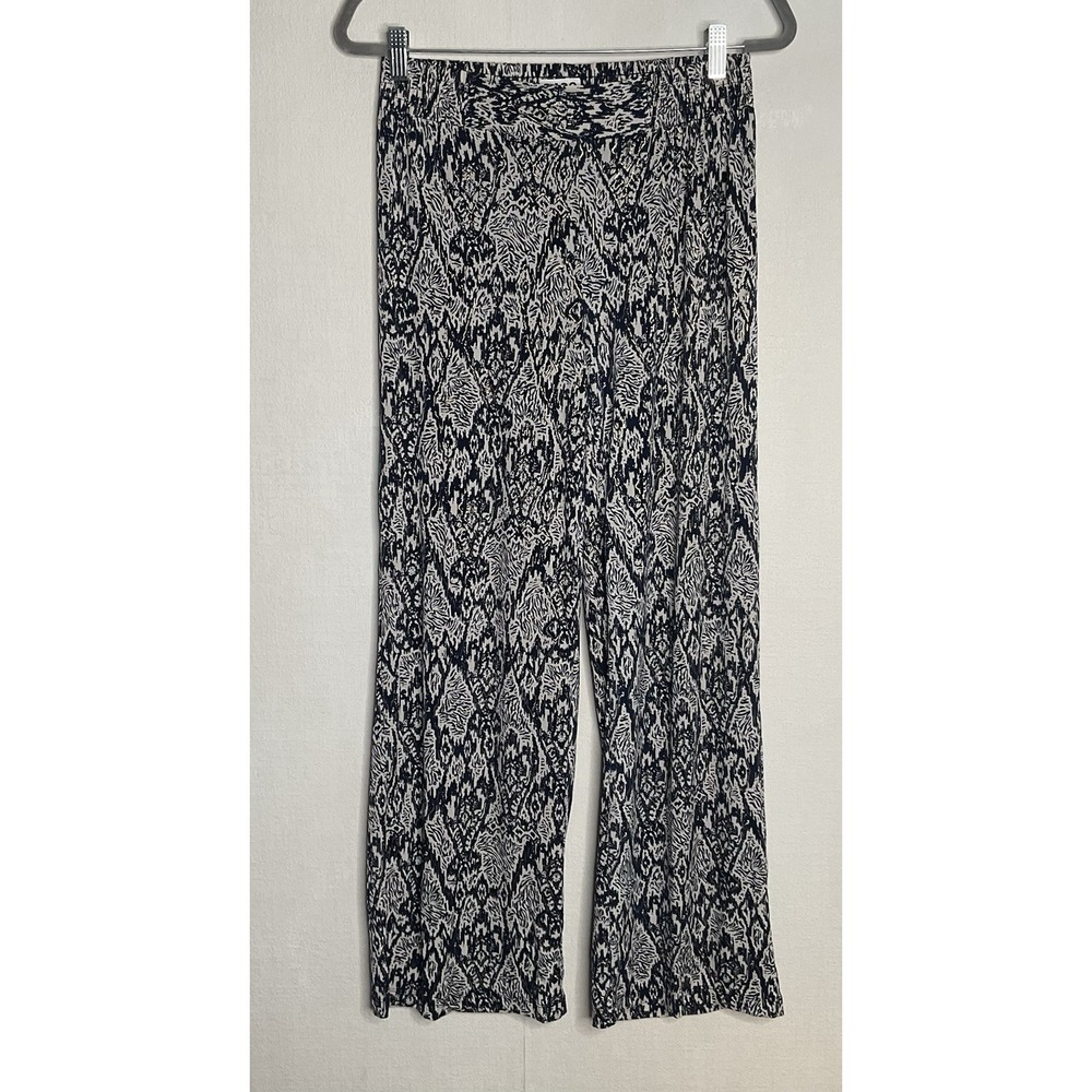 IMAN Women's Pull-On Pants Size Medium Short Navy White Gold Geo Print Lagenlook